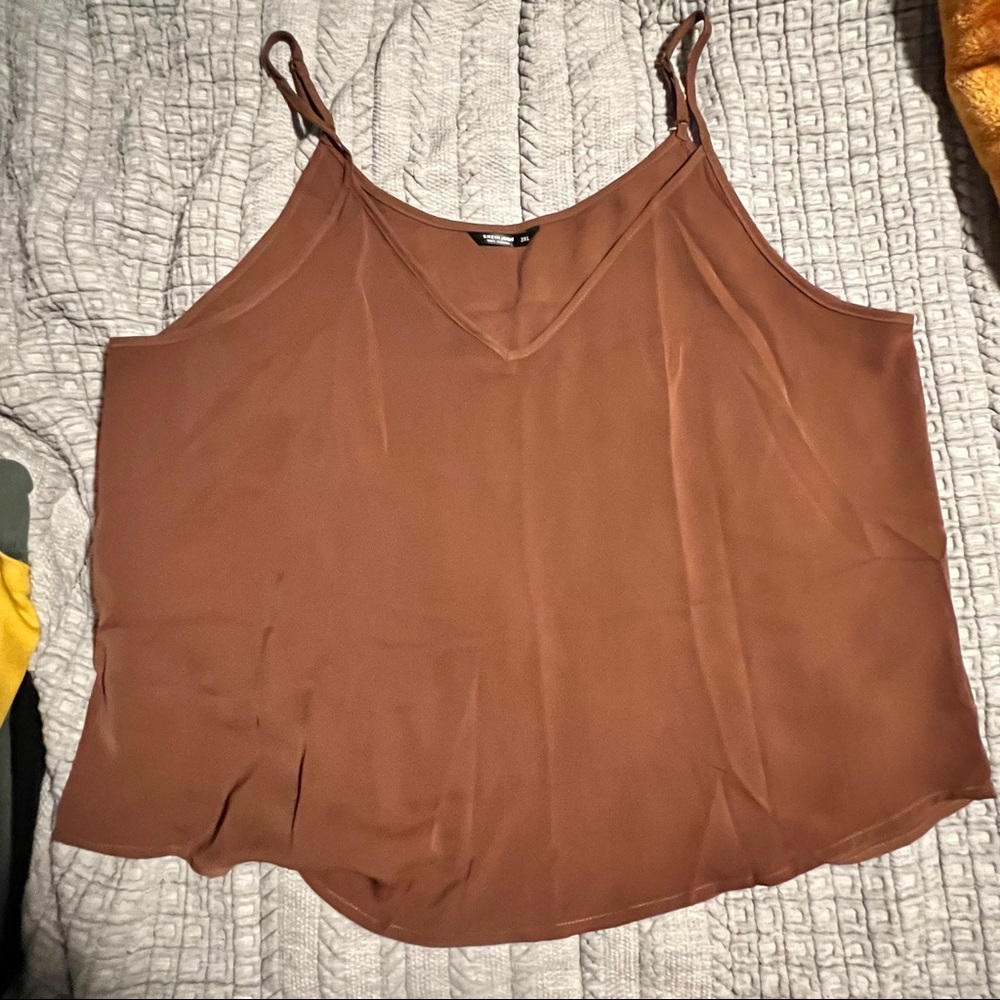 Cognac brown tank blouse